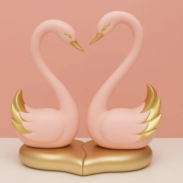 HOME DECOR Romantic Pink Swan Couple Showpiece – Love Theme Home Decor Statue
