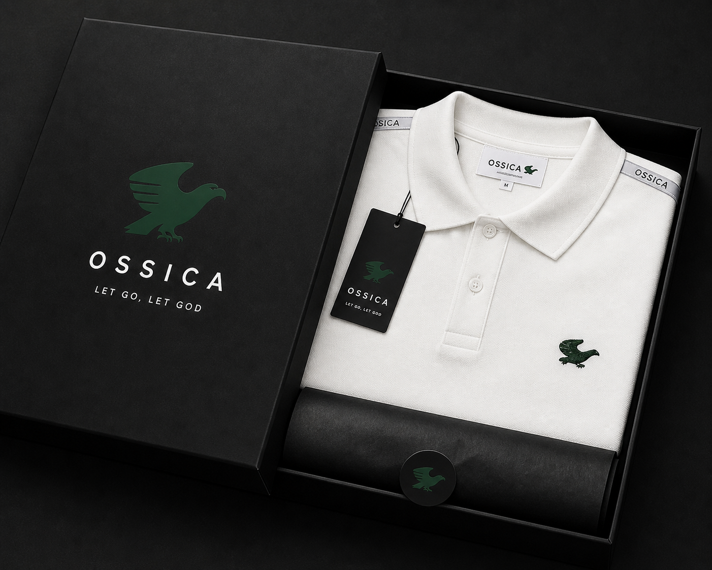 OSSICA Signature Eagle Polo – White Premium Edition