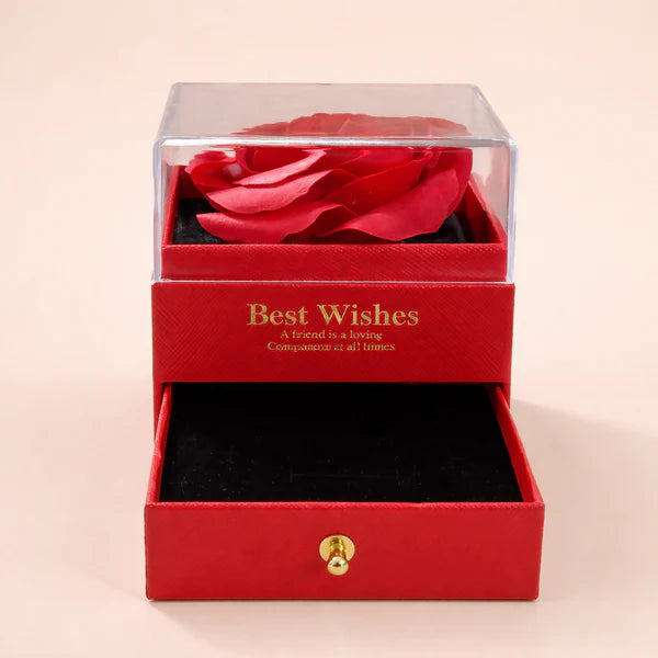 Preserved Rose Gift Box with Drawer | Decorative Showpiece for Home & Gifting