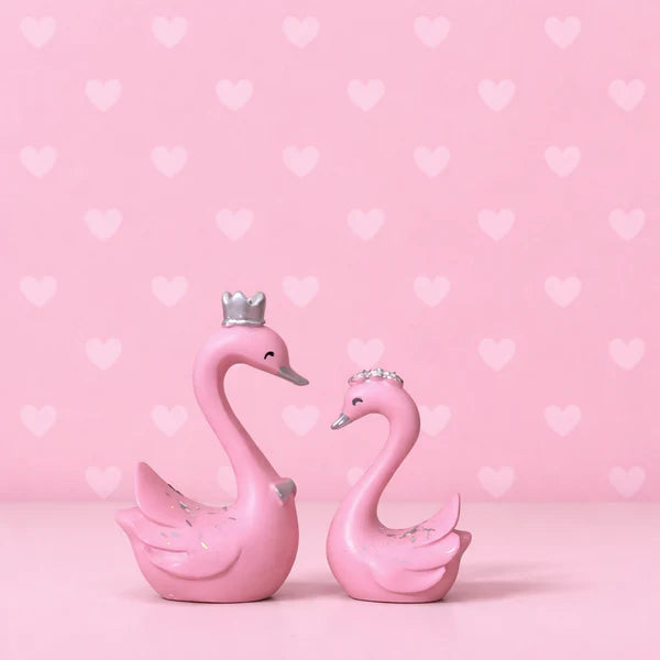 Royal Pink Swan Couple Decorative Showpiece – Romantic Home & Gift Decor